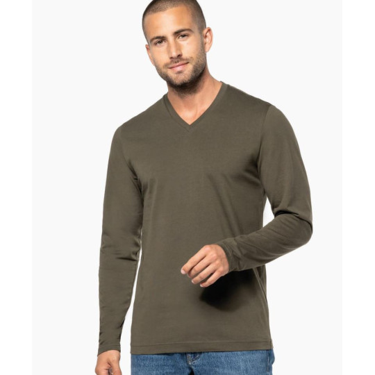 T-shirt col V manches longues homme Kariban