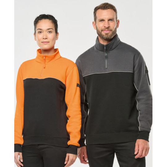 Sweat-shirt écoresponsable col zippé unisexe WK