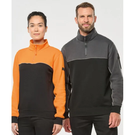 Sweat-shirt écoresponsable col zippé unisexe WK