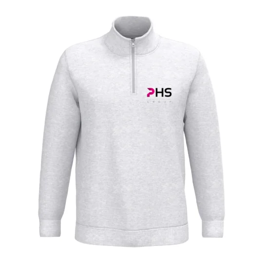 Sweat-shirt Unisexe Col Zip Gris Chiné PHS Group