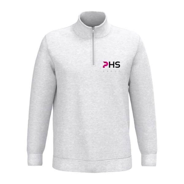 Sweat-shirt Unisexe Col Zip Gris Chiné PHS Group
