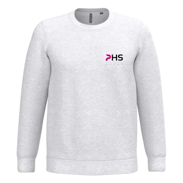 Sweat-shirt Unisexe Col Rond Gris Chiné PHS Group