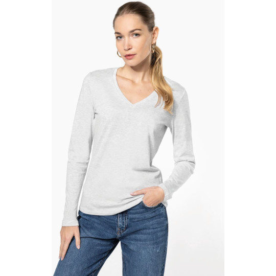 T-shirt col V manches longues femme Kariban