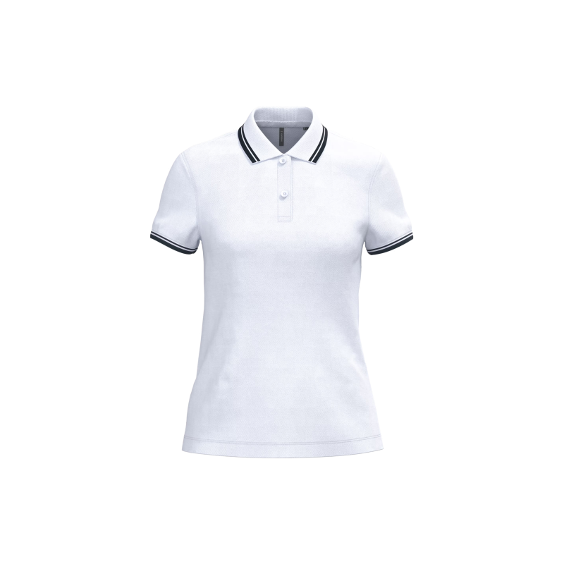 Polo femme manches courtes à liserés contrastés K273