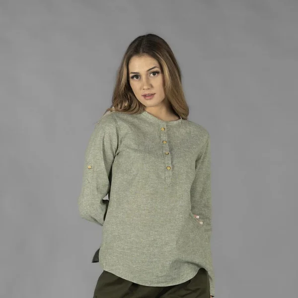 Chemise Femme Lin/Coton Col Mao Kaula