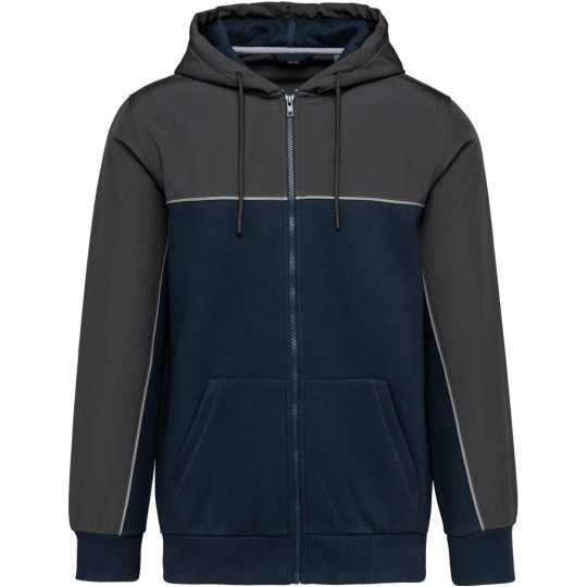 Veste molleton bicolore zippée à capuche écoresponsable unisexe WK
