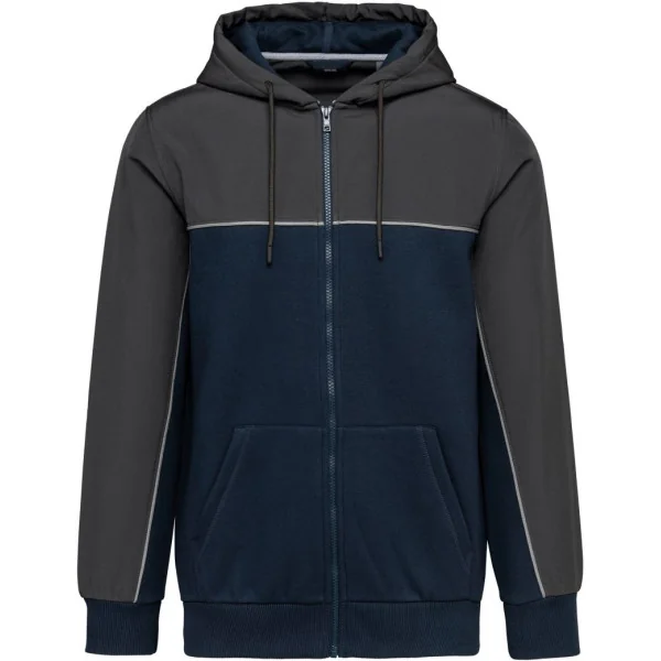 Veste molleton bicolore zippée à capuche écoresponsable unisexe WK