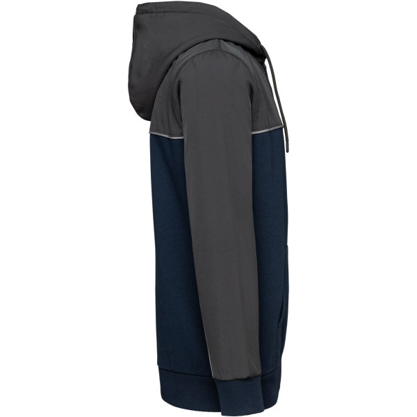 Veste molleton bicolore zippée à capuche écoresponsable unisexe WK