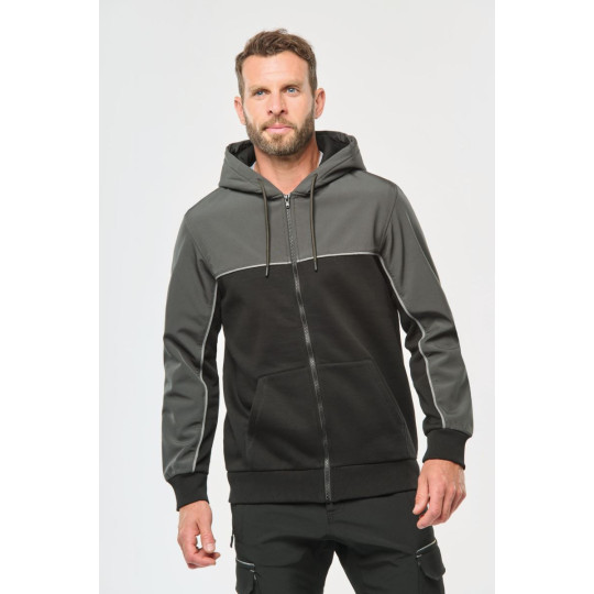 Veste molleton bicolore zippée à capuche écoresponsable unisexe WK