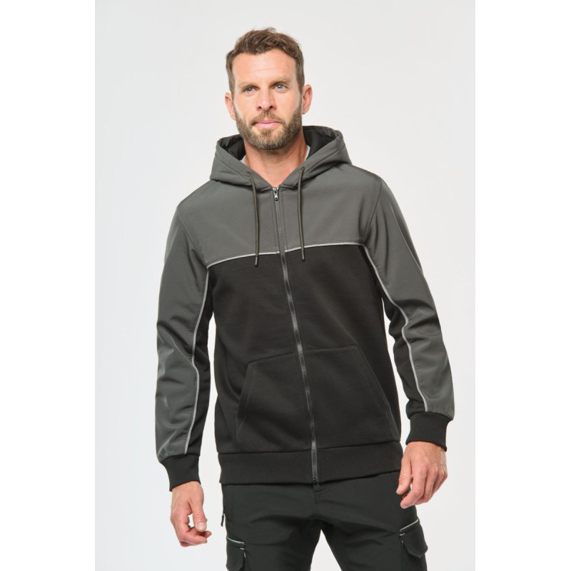 Veste molleton bicolore zippée à capuche écoresponsable unisexe WK