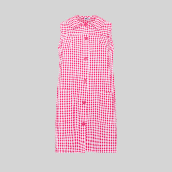 Blouse Femme Sans Manches Vichy Double Gaze Adulte