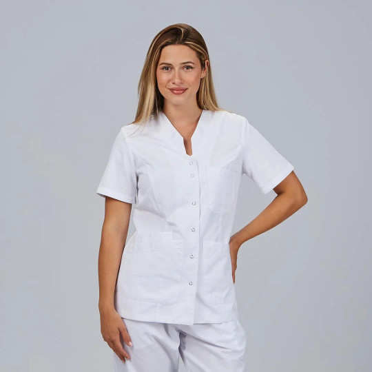 Blouse Femme Oporto Bouton-Pression Blanc