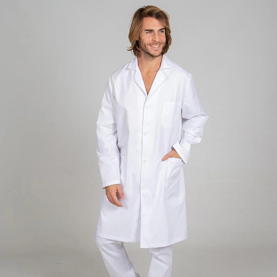 Blouse Unisexe Manches Longues Sergé Blanc