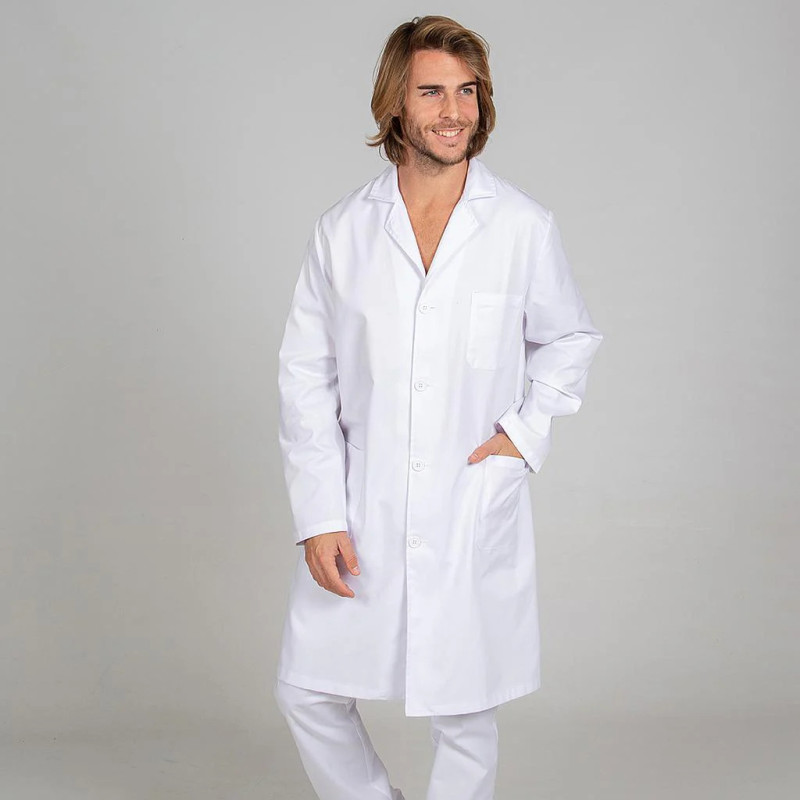 Blouse Unisexe Manches Longues Sergé Blanc