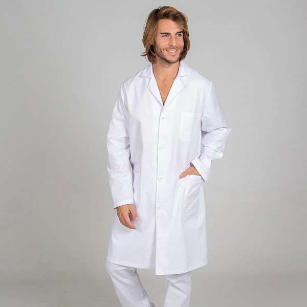 Blouse Unisexe Manches Longues Sergé Blanc