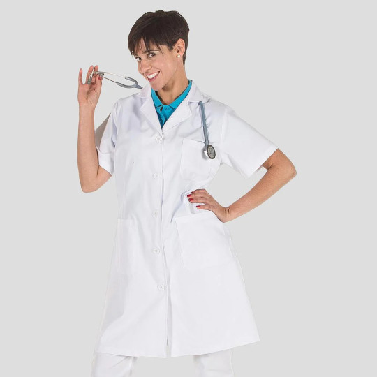 Blouse Femme Manches Courtes Sergé Blanc