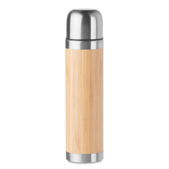 Gourde isotherme à double paroi en acier inoxydable et en bambou