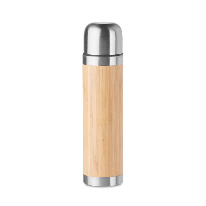 Gourde isotherme à double paroi en acier inoxydable et en bambou