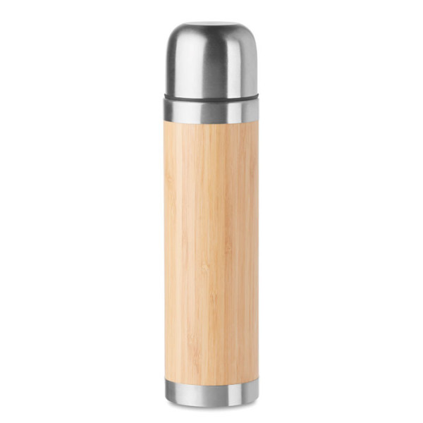 Gourde isotherme à double paroi en acier inoxydable et en bambou