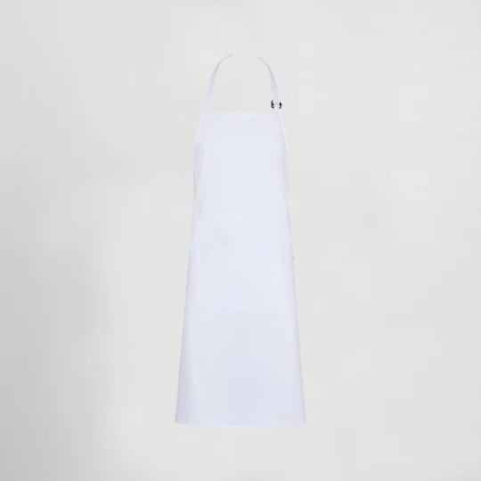 Tablier À Bavette Et Poche 90X75 Cm Sergé Blanc