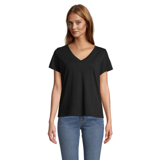 T-Shirt Col V FEMME, 100 % coton SOL'S REGENT