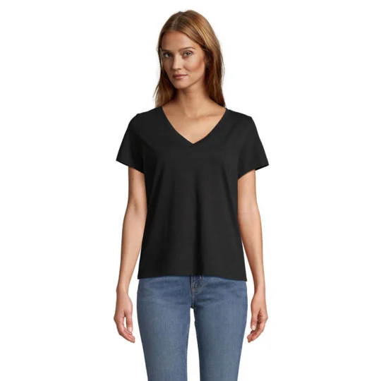 T-Shirt Col V FEMME, 100 % coton SOL'S REGENT