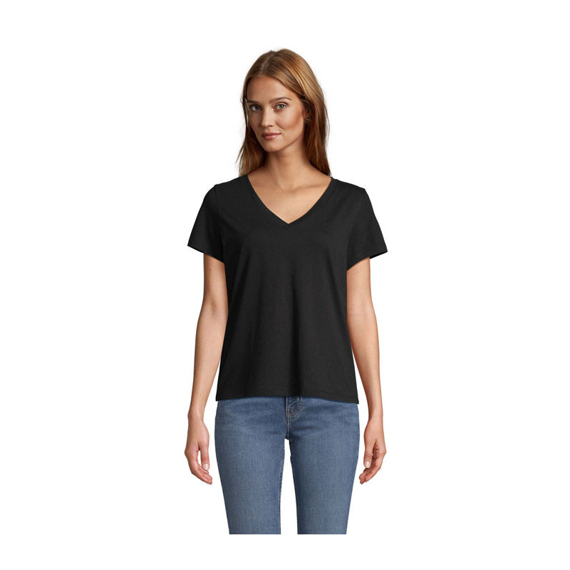 T-Shirt Col V FEMME, 100 % coton SOL'S REGENT