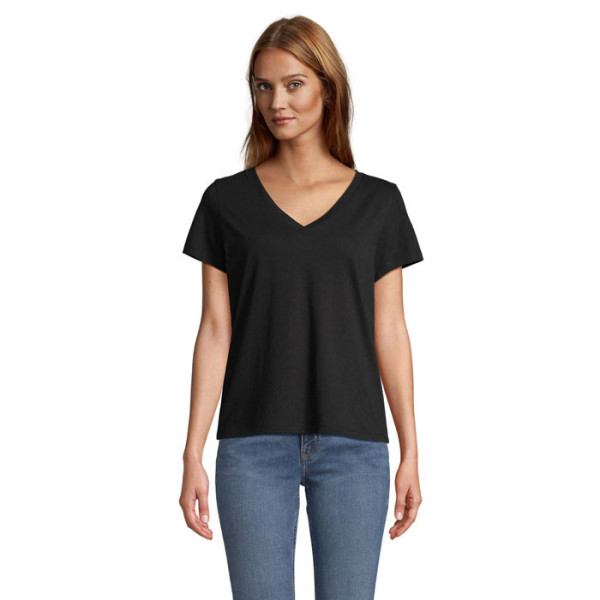 T-Shirt Col V FEMME, 100 % coton SOL'S REGENT