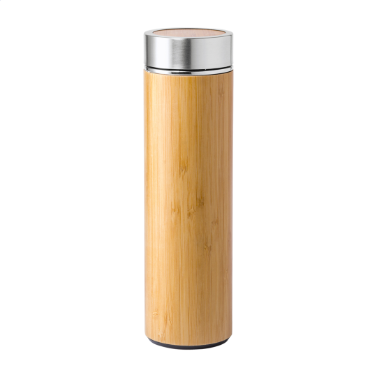 Thermos isotherme double paroi en acier inoxydable et bambou 500 ml
