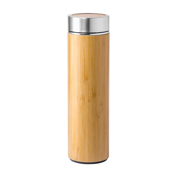 Thermos isotherme double paroi en acier inoxydable et bambou 500 ml