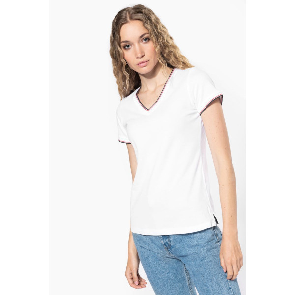 T-shirt maille piquée col V femme Kariban