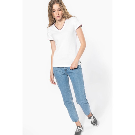 T-shirt maille piquée col V femme Kariban