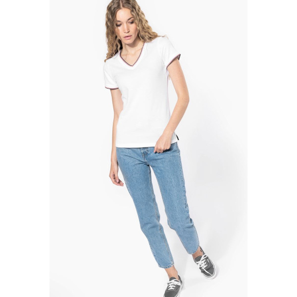 T-shirt maille piquée col V femme Kariban