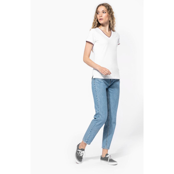T-shirt maille piquée col V femme Kariban