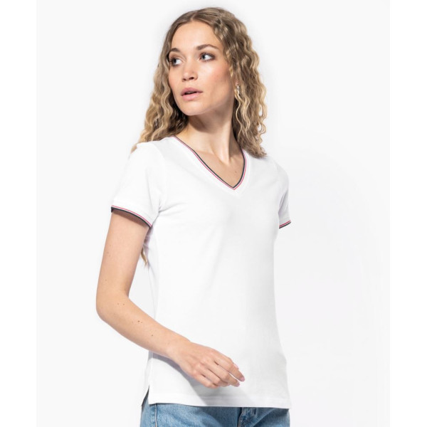 T-shirt maille piquée col V femme Kariban