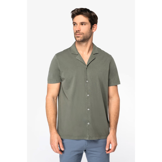 Chemise Délavée Jersey Col Bowling Homme Spasso