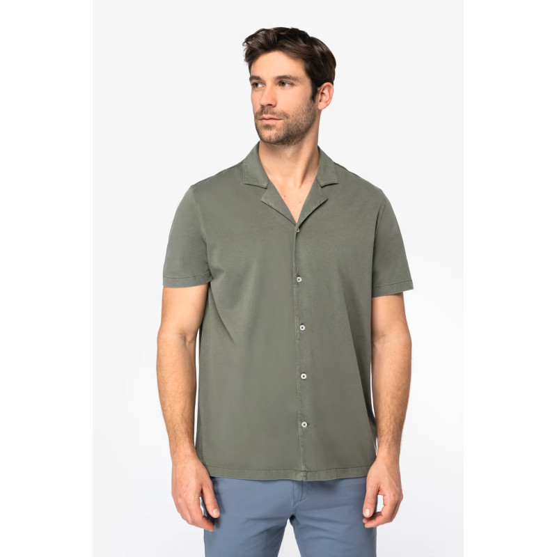 Chemise Délavée Jersey Col Bowling Homme Spasso