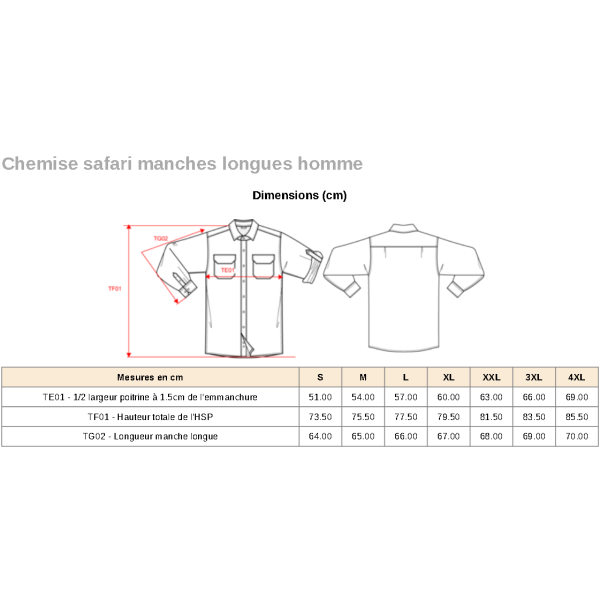 Chemise Safari Homme Kariban