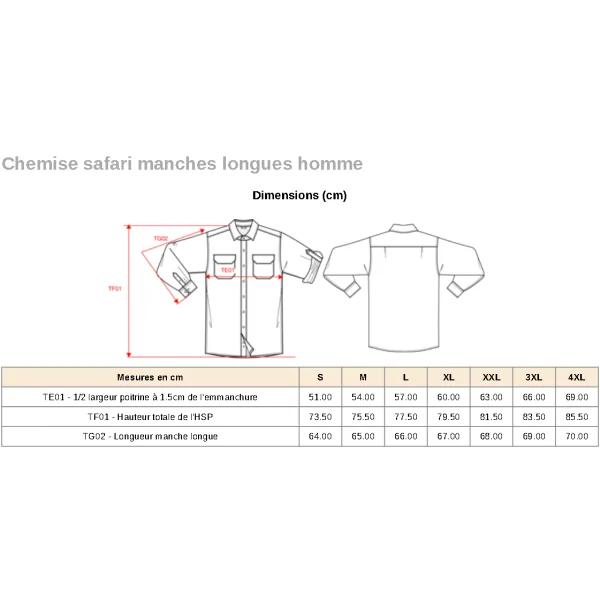 Chemise Safari Homme Kariban