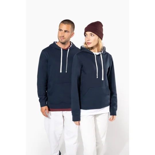Sweat-shirt à capuche contrastée à motifs unisexe Kariban