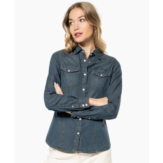 Chemise denim manches longues femme Kariban
