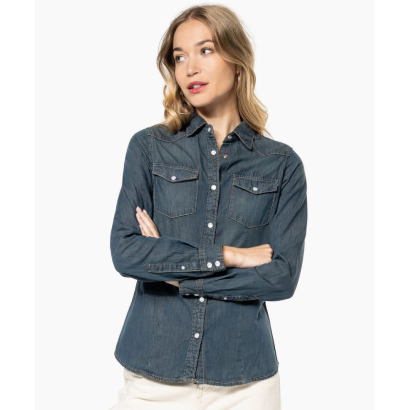 Chemise denim manches longues femme Kariban