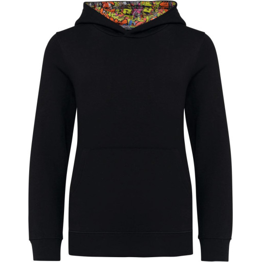 Sweat-shirt à capuche contrastée à motifs enfant unisexe Kariban