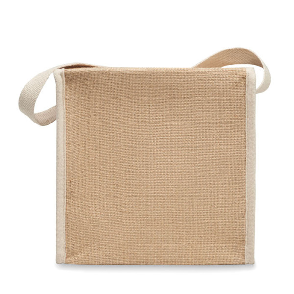 Sac isotherme en jute avec sangle en coton et poche frontale