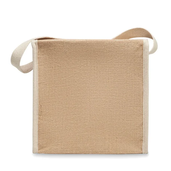 Sac isotherme en jute avec sangle en coton et poche frontale