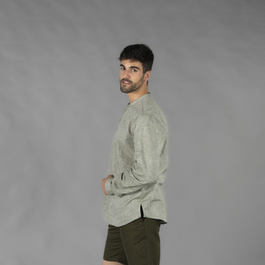 Chemise Homme Lin/Coton Col Mao Tiwi