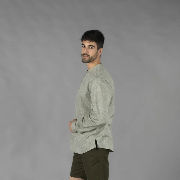 Chemise Homme Lin/Coton Col Mao Tiwi