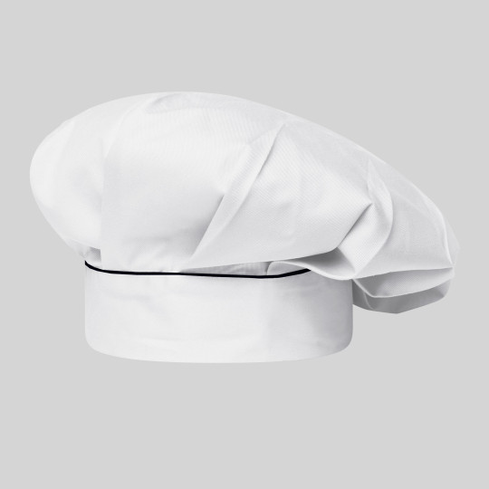 Toque Chef Avec Velcro Blanc Liseré Couleur