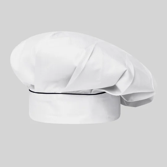 Toque Chef Avec Velcro Blanc Liseré Couleur