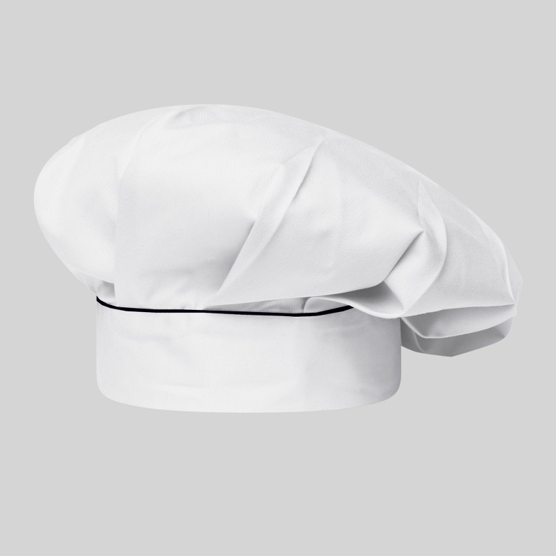 Toque Chef Avec Velcro Blanc Liseré Couleur